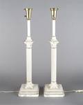 A Pair of Painted Metal Columnar Form Lamps