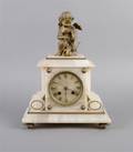 A French Alabaster and Gilt Metal Mantle Clock Japy Freres