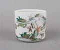A Chinese Famille Verte Brush Holder