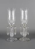 A Pair of Molded Glass Candlesticks