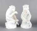 A Pair of Meissen White Figures of Monkeys
