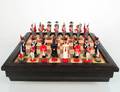 POLYCHROMED LEAD AND TIN CHESS SET NAPOLEON VS WELLIN