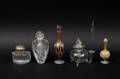 Group of Art Glass Perfume Bottles  Inkwells