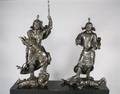 A Pair of Japanese Bronze Guardian Figures