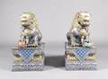 A Pair of Large Cloisonne Buddhist Lions