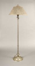 A Tiffany Silvered Bronze Floor Lamp with Meshed Shade