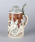 A German Ceramic and Pewter Mounted Stein Gesetzlich