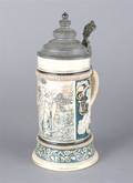 A German Ceramic and Pewter Mounted Stein