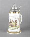 A German Ceramic and Pewter Mounted Stein