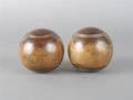 A Pair of Carved Treen Balls