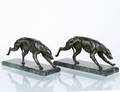 PAIR OF ART DECO STYLE PATINATED METAL BOOKENDS