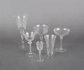 A Set of Etched Glass Stemware