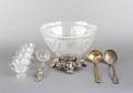 A Pressed Glass and Silverplate Punch Bowl