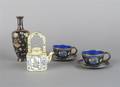 A Pair Japanese Cloisonn Cups and Saucers