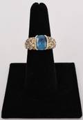14k Gold Sky Blue Topaz  Diamond Ring