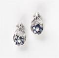 A Pair of 14 Karat White Gold Sapphire and Diamond Earrings