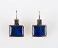 A Pair of 14 Karat Yellow Gold Sapphire and Black Coated Opal Earrings