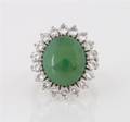 A Platinum Diamond and Jade Ring