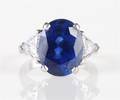 A Platinum Diamond and Fine Blue Sapphire Ring