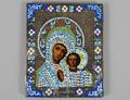RUSSIAN SILVER GILT AND ENAMEL ICON OF THE MOTHER OF GO