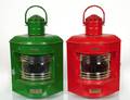 PAIR OF PAINTED METAL SHIPS LANTERNS