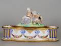 OLD PARIS PORCELAIN DESK STAND AND COVER