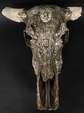 Figural  Animal Motif Carved Bull Skull
