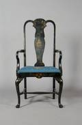 A Queen Anne Style Black Japanned Armchair