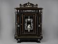 NORTHERN ITALIAN IVORY INLAID EBONIZED SIDE CABINET