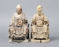 A Group of Two Chinese Carved Wood Figures