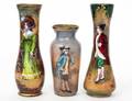 GROUP OF THREE LIMOGE ENAMEL VASES
