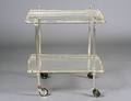 TWO TIER SILVERED METAL SERVING CART