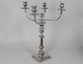 GEORGIAN STYLE SILVER PLATED FIVE LIGHT CANDELABRUM