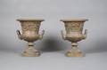 A Pair of Victorian Style Cast Iron Urns