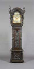 A Carved Oak Tall Case Clock Elliot London