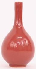 Chinese Rose Red Bottleneck Porcelain Vase