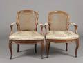 PAIR OF LOUIS XV STYLE MAHOGANY FAUTEUILS