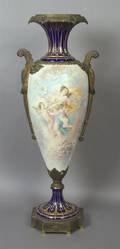 A Sevres Style Porcelain and Bronze Mounted Urn