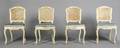 A Set of Four Louis XV Style Painted and Parcel Gilt Chairs