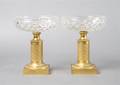 A Pair of French Gilt Bronze and Cut Glass Compotes