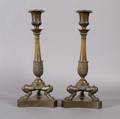 A Pair of Neoclassical Bronze Candlesticks