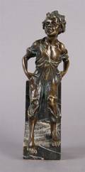 A Continental Bronze Figure of a Boy Smoking