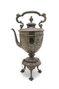A Silverplate Hot Water Kettle on Stand possibly English