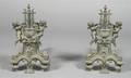 A Pair of Continental Cast Metal Figural Chenets