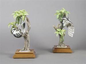 A Pair of Royal Worcester Dorothy Doughty Birds Downy Woodpecker