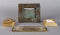 A Tiffany Studios Partial Bronze Desk Set Zodiac