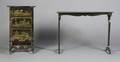 A Chinese Lacquered and Parcel Gilt Console
