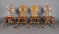 A Set of Four Oak Hall Chairs