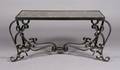 A Marble and Wrought Iron Low Table