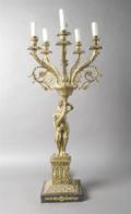 A Louis XVI Style SixLight Gilt Metal Candelabra